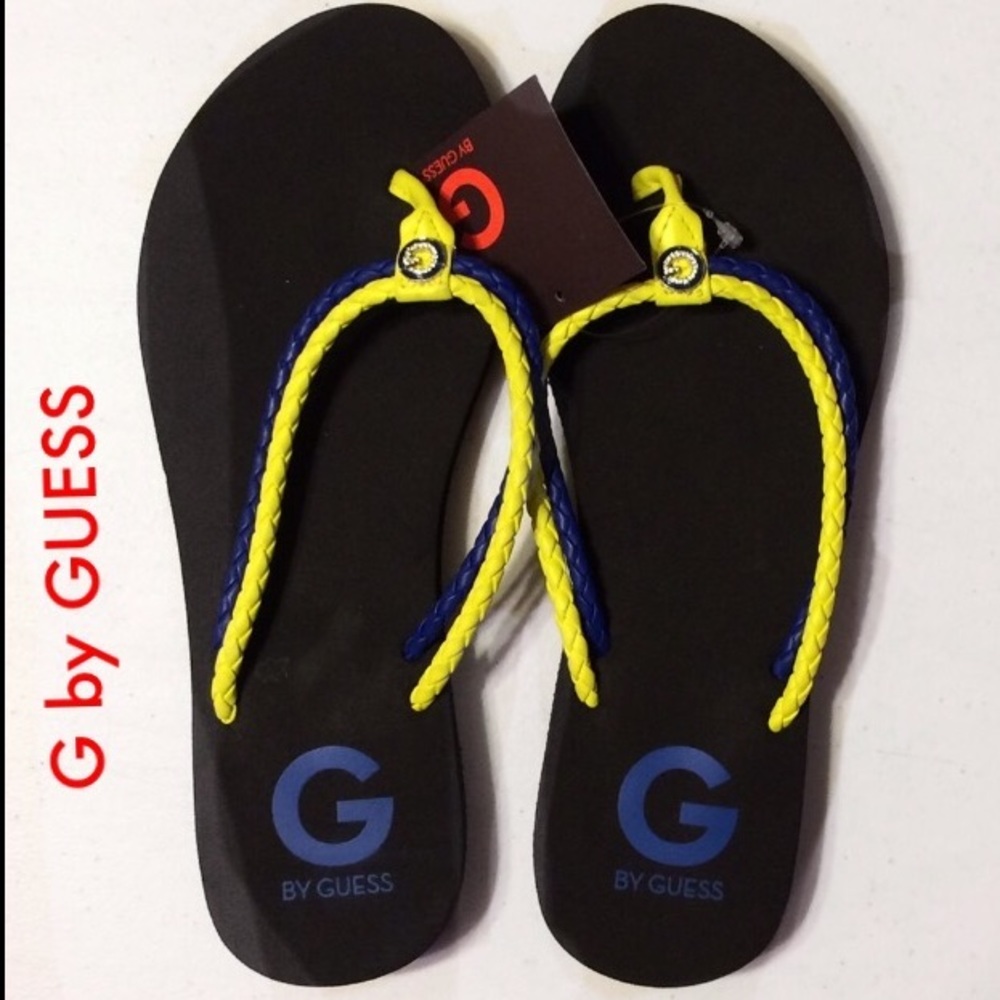 NWT $60 G by GUESS Braided Leather Flip Flops Sz 9  LIMITED EDITION